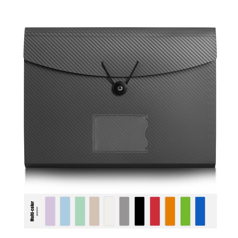 Nicfaec Expanding File Folder, 13 Pockets, Grey, Polypropylene - Image 3